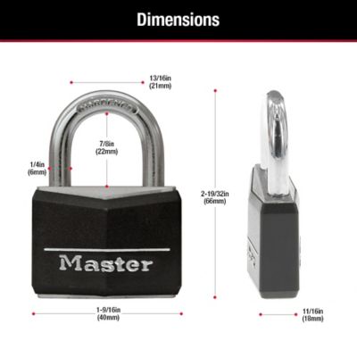 Image showing 5 th Master Lock 13/16 in. Shackle Covered Solid Body Padlock