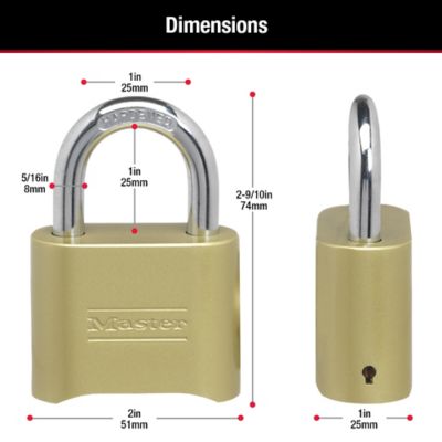 Image showing 5 th Master Lock 1 in. Shackle Set-Your-Own-Combination Padlock, 175D