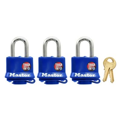 Master Lock 9/32 in. Diameter Shackle Covered Laminated Steel Pin Tumbler Padlock, 1-1/16 in. Shackle