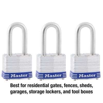 Image showing  1-1/2 in. Shackle Laminated Steel Padlocks, 3-Pack