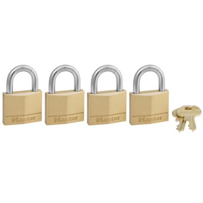 Master Lock 1/4 in. Diameter Shackle Solid Body Padlock, 4-Pack