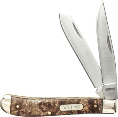 Old Timer 3.8 in. Gunstock Trapper Iron Wood Folding Pocket Knife