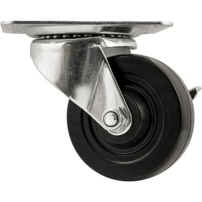 Waxman 4 in. 300 lb. Capacity Titan Heavy-duty Rubber Plate Caster, Brake