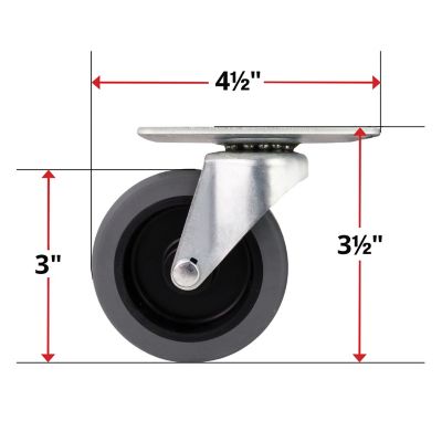 Image showing  3 in. Thermoplastic Rubber Swivel Caster, Non-Marking, USA-Made, 110 lb. Capacity