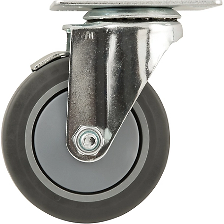 Waxman 4 in. 250 lb. Capacity Titan TPR Rubber Plate Caster with Brake