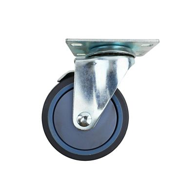 Image showing  4 in. 250 lb. Capacity Titan TPR Rubber Plate Caster with Brake
