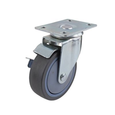 Image showing  4 in. 250 lb. Capacity Titan TPR Rubber Plate Caster with Brake