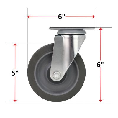 Image showing  5 in. Thermoplastic Rubber Swivel Caster, Non-Marking, USA-Made, 325 lb. Capacity