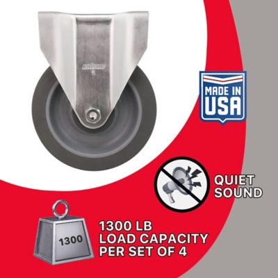 Image showing  5 in. Thermoplastic Rubber Rigid Plate Caster, Non-Marking, USA-Made, 325 lb. Capacity