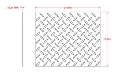 Image showing  SteelWorks 0.100 in. x 12 in. x 24 in. Tread Plate, Bright Aluminum