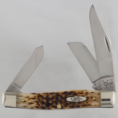 Case Cutlery 3.3 in. Bone CS Large Stockman Knife, Amber, 204