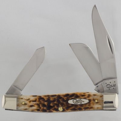Case Cutlery 3.3 in. Bone CS Large Stockman Knife, Amber