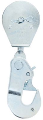 Hardware Essentials 2 in. Latching Swivel Hook Single Pulley, Zinc Plated, 322824