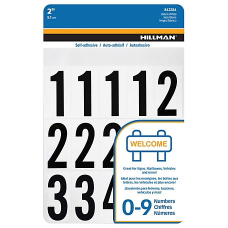 Hillman Adhesive House Number Pack Black and White (2in.)