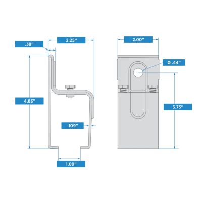 Image showing  Box Rail Face Mounted Bracket, Single, Galvanized