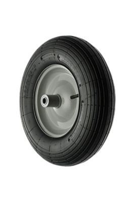 Image showing 16 in. x 4.00-8 in. Wheel Barrow Tire and Wheel, Ribbed Tread, 5/8 in. Bore Size