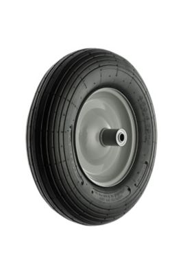 Image showing 16 in. x 4.00-8 in. Wheel Barrow Tire and Wheel, Ribbed Tread, 5/8 in. Bore Size