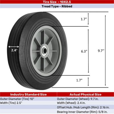 Image showing SR 1004 Solid Tires with Ribbed Tread, 5/8 in. Bore Size