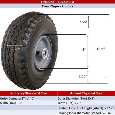 Image showing 10 in. 4.10/3.50-4 Pneumatic Tire Wheel