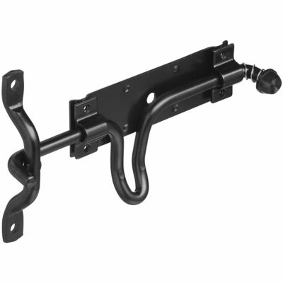National Hardware N236-729 1136 Stall/Gate Latch, Black This gate latch is spring loaded which helps with the nosy horses who always try to open the new gate latches