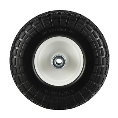 10 Flat Free Tires Solid Rubber Tyre Wheels Air Less Tires Wheels with 5/8 Center Bearings，for Hand Truck/Trolley/Garden Utility Wagon Cart/Snowblower/Lawn Mower/Wheelbarrow/Generator，4 Pack 