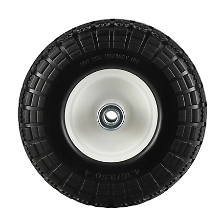 10 in. No Flat Tire Replacement Wheel, Black, Knobby Tread, 5/8 in. Bore Size