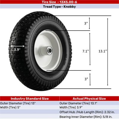 Image showing Polyurethane Replacement Wheel No Flat Tire Black 13 in. for Handtrucks/Carts, 5/8 in. Bore Size