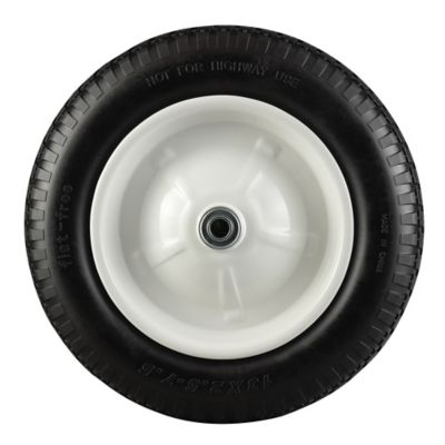 No Flat Tire Black Replacement Wheel for Wheelbarrow, 13 in., Knobby Tread, 5/8 in. Bore Size