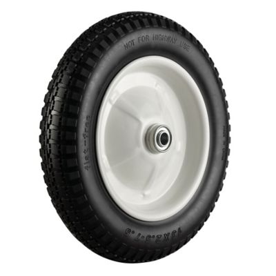 Ogracwheel 14.5 Flat-Free Wheelbarrow Tire with 5/8 Bearings 3.5” Hub Universal Fit Wheelbarrow Wheels Solid Rubber Tire Replacement Wheelbarrow Wheel for Wheel Barrel Yard Cart Garden Wagon 