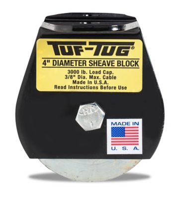 Tuf-Tug 3,000 lb. 4 in. Flat Mount Block, 3/8 in. Maximum Wire Rope Size OR 7/16 in. Synthetic Rope