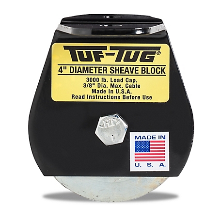 Tuf-Tug 4 in. Flat Mount Block, 3/8 in. Maximum Wire Rope Size OR 7/16 in. Synthetic Rope