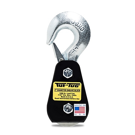 Tuf-Tug 2 in. Hook Block, 7/32 in. Maximum Wire Rope Size OR 1/4 in. Synthetic Rope
