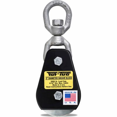 Tuf-Tug 2,000 lb. 3 in. Swivel Eye Block, 5/16 in. Maximum Wire Rope Size or 3/8 in. Synthetic Rope