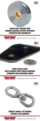 Image showing  2,000 lb. 3 in. Swivel Eye Block, 5/16 in. Maximum Wire Rope Size or 3/8 in. Synthetic Rope