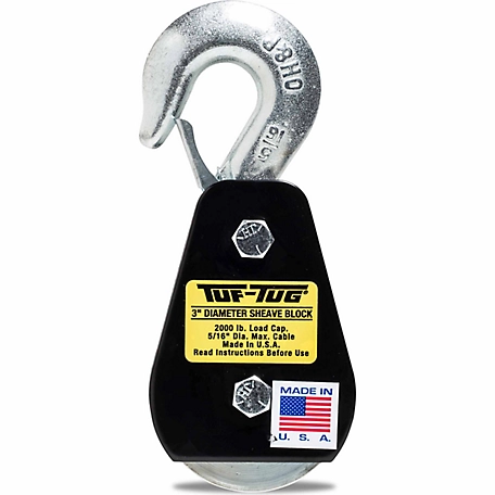 Tuf-Tug 3 in. Hook Block, 5/16 in. Maximum Wire Rope Size or 3/8