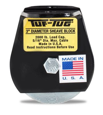 Tuf-Tug 2,000 lb. 3 in. Flat Mount Block, 5/16 in. Maximum Wire Rope Size or 3/8 in. Synthetic Rope