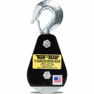 Tuf-Tug 3,000 lb. 4 in. Hook Block, 3/8 in. Maximum Wire Rope Size OR 7/16 in. Synthetic Rope