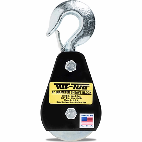 Tuf-Tug 4 in. Hook Block, 3/8 in. Maximum Wire Rope Size OR 7/16 in. Synthetic Rope