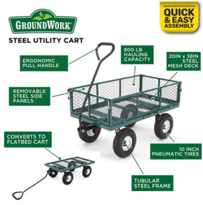 800-lbs.Capacity Details about   1 Pack Home Garden Yard Steel Utility Cart Part Removable Side