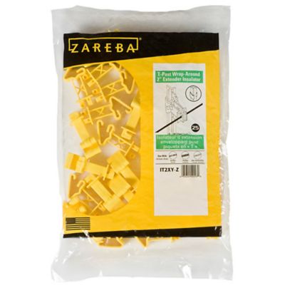 Zareba 2 in. Wraparound T-Post Extender Insulators, Yellow, 25 pk.