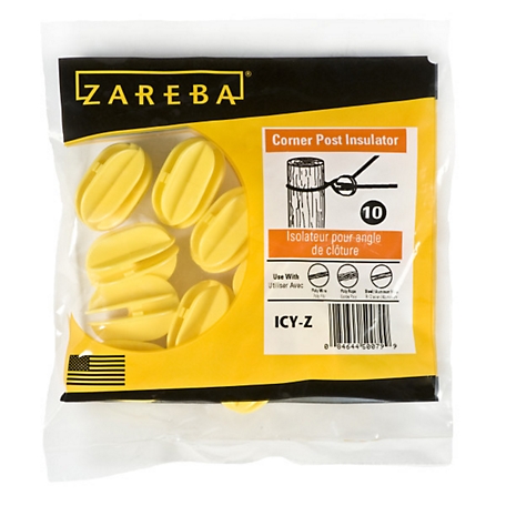 Zareba Heavy-Duty Corner Insulators for 9-22 Gauge High-Tensile Steel and Aluminum Wire and Polyrope, Yellow, 25-Pack