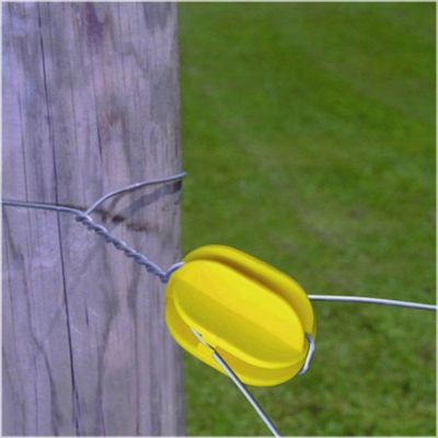 Image showing  Heavy-Duty Corner Insulators for 9-22 Gauge High-Tensile Steel and Aluminum Wire and Polyrope, Yellow, 25-Pack
