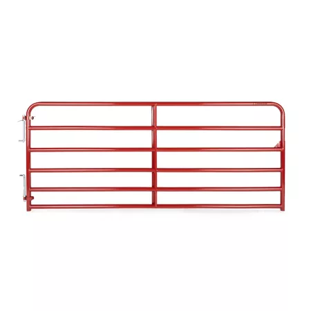 CountyLine Heavy Duty 6 Bar Tubular Gate 10 ft x 52 in 2 in Tubing Red Corral Panels & Gates