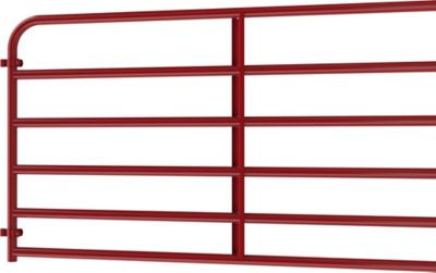 Image showing  12 ft. x 52 in. 6-Bar Heavy-Duty Tube Farm Gate, 2 in. Tube, Red