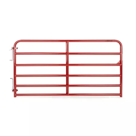 CountyLine Heavy Duty 6 Bar Tubular Gate 8 ft x 52 in 2 in Tubing Red Corral Panels & Gates