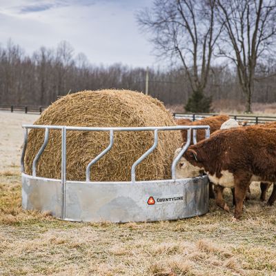 Image showing  1 Round Bale 8 ft. x 45 in. Galvanized Heavy-Duty Feeder with Skirt