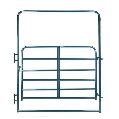 CountyLine 6 ft. x 8 ft. 6-Bar Wide Corral Walk Through with 8 ft. Tall Frame, 1-3/4 in. Tube, Blue