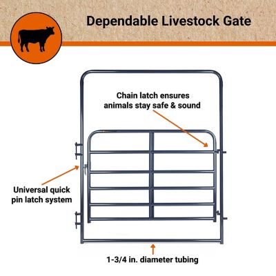 Image showing  6 ft. x 8 ft. 6-Bar Wide Walk-Thru Corral Gate with 8 ft. Frame, 1-3/4 in. Tube, Blue