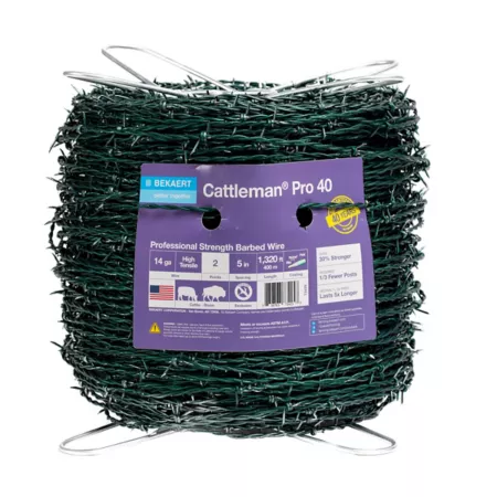 Bekaert 2-Point High-Strength Barbed Wire 1 320 ft 14 Gauge Green Barbed Wire