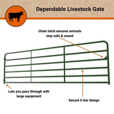 Image showing  14 ft. x 52 in. 6-Bar Tube Gate, Green, 2 in. Tube